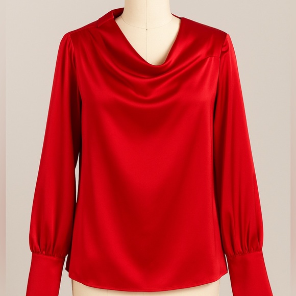 Renee C. Tops - Renee C. Vibrant Red Satin Blouse